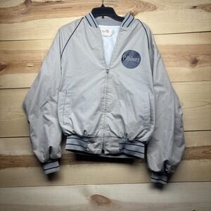Vintage King Louie Varsity Jacket Mens Large Gray Pillsbury Fleece Lined USA